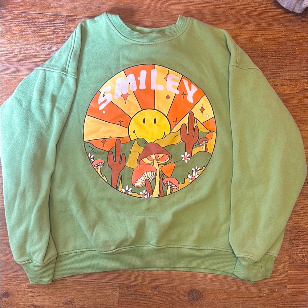 Cotton On Green Smiley Sweatshirt